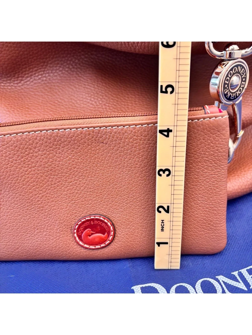Dooney & Bourke Pebbled Leather Hobo Shoulder Bag with Matching Wristlet - Cognc